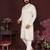 Men's white silk mirror embroidered kurta with pajama set
