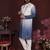 Men's blue cotton silk sequins embroidered kurta with pajama set