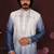 Men's blue cotton silk sequins embroidered kurta with pajama set