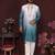 Men's teal cotton silk sequins embroidered kurta with pajama set