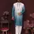 Men's teal cotton silk sequins embroidered kurta with pajama set