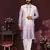 Men's purple cotton silk sequins embroidered kurta with pajama set