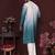 Men's teal cotton silk sequins embroidered kurta with pajama set