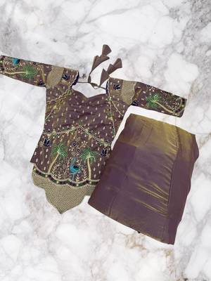lehenga set lavender silk satin embroidered party wear 6