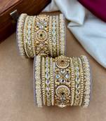 Bridal kundan pearl bangles set     traditional indian jewelry