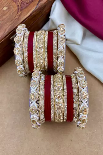 Punjabi bridal chooda set     traditional wedding bangles