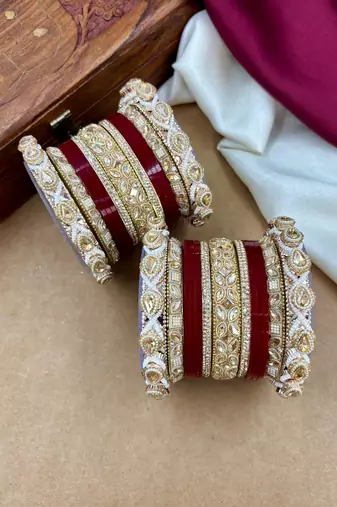 Punjabi bridal chooda set     traditional wedding bangles