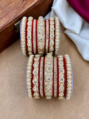 Designer velvet bangles set | elegant traditional party wear bangles 4