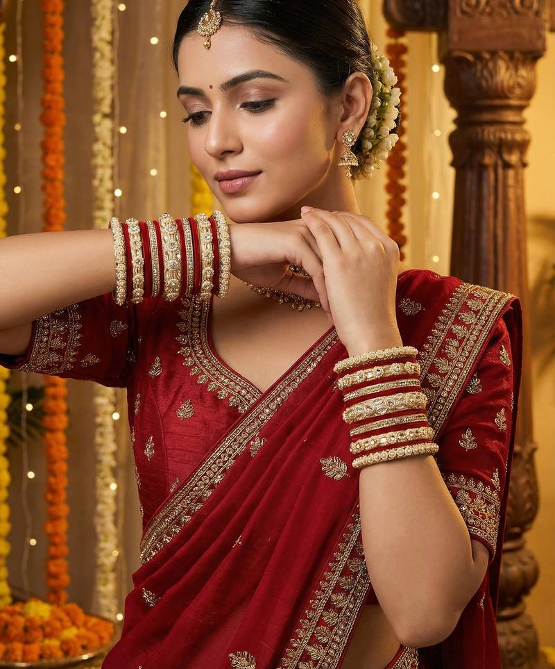 Designer velvet bangles set | elegant traditional party wear bangles