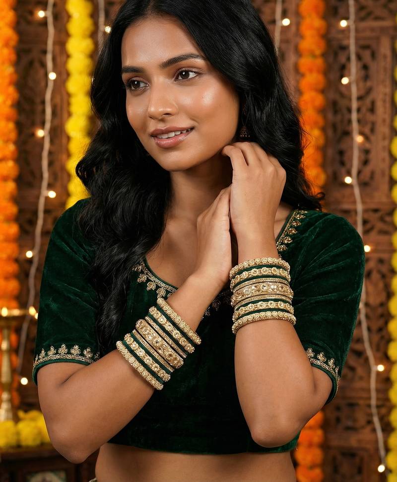Designer velvet bangles set | elegant traditional party wear bangles