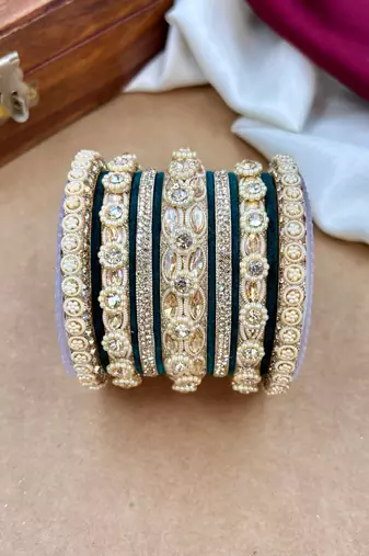 Designer velvet bangles set | elegant traditional party wear bangles