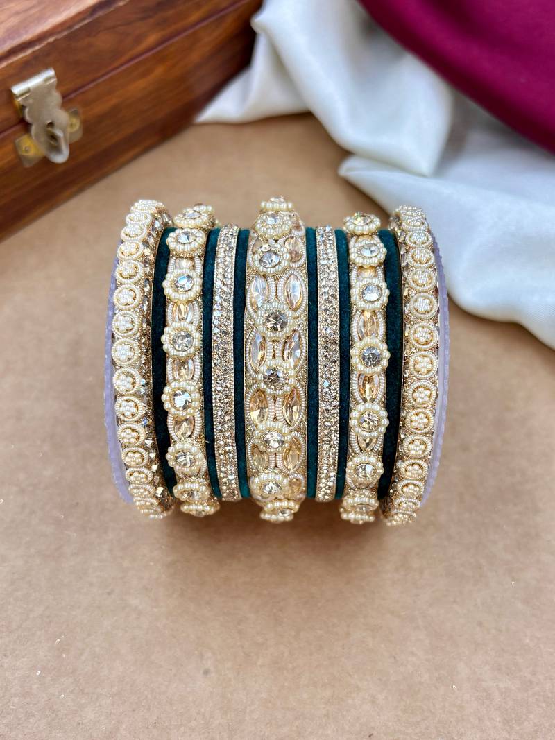 Designer velvet bangles set | elegant traditional party wear bangles