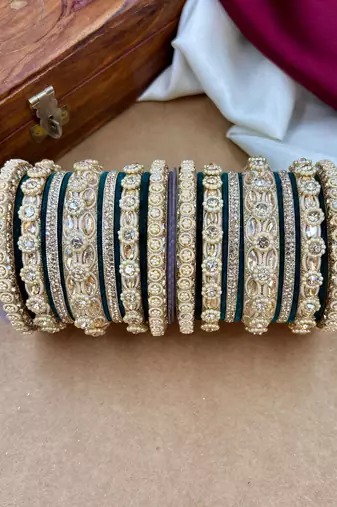 Designer velvet bangles set | elegant traditional party wear bangles