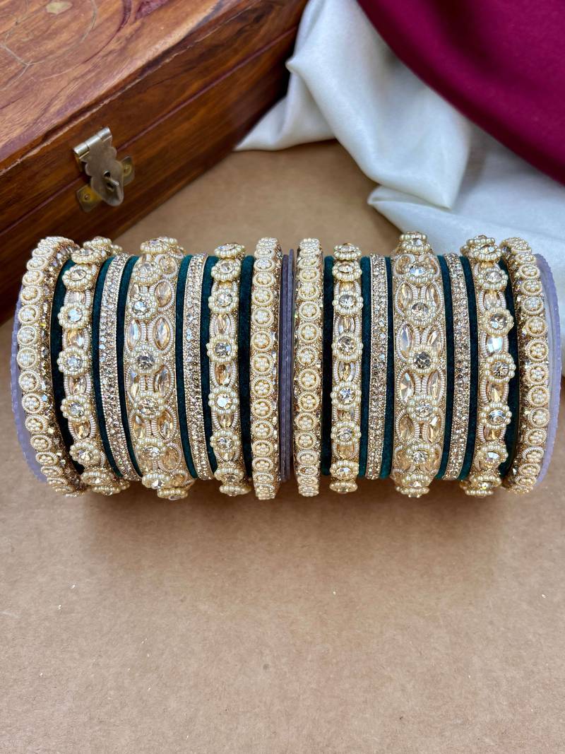 Designer velvet bangles set | elegant traditional party wear bangles