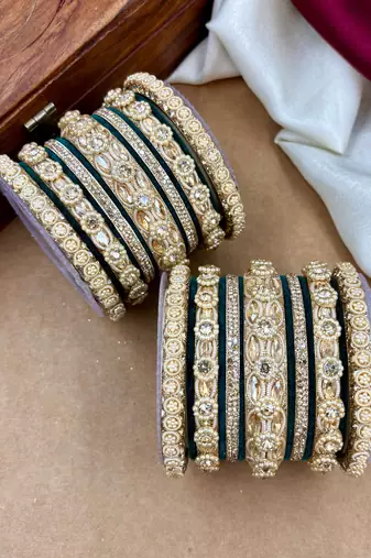 Designer velvet bangles set | elegant traditional party wear bangles