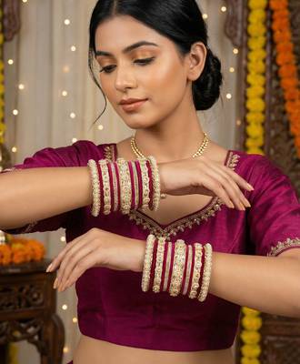 Designer velvet bangles set | elegant traditional party wear bangles 4