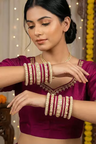 Designer velvet bangles set | elegant traditional party wear bangles