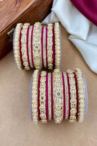 Designer velvet bangles set | elegant traditional party wear bangles