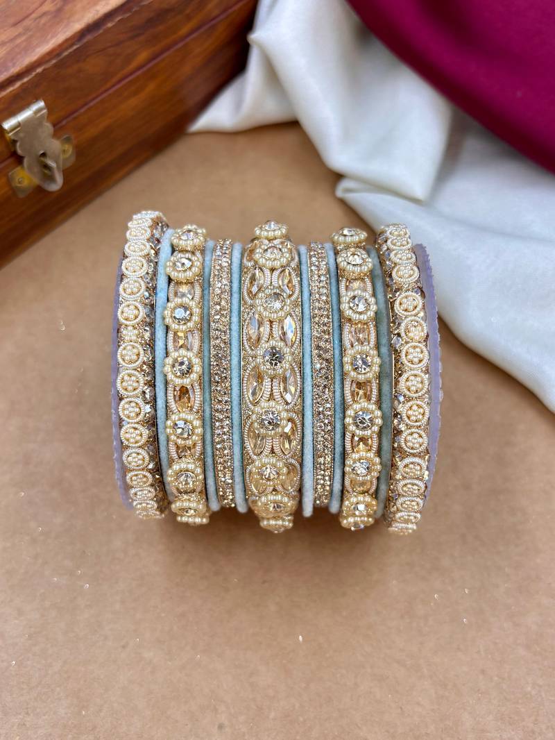 Designer velvet bangles set | elegant traditional party wear bangles