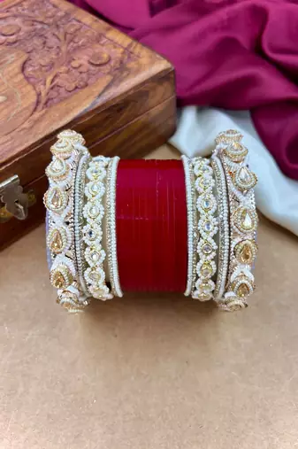 Punjabi bridal chooda set     traditional wedding bangles
