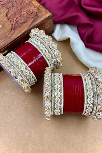Punjabi bridal chooda set     traditional wedding bangles