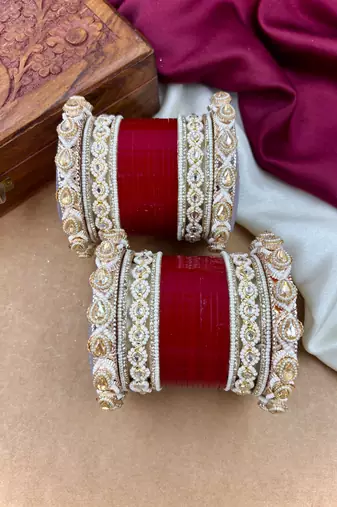 Punjabi bridal chooda set     traditional wedding bangles