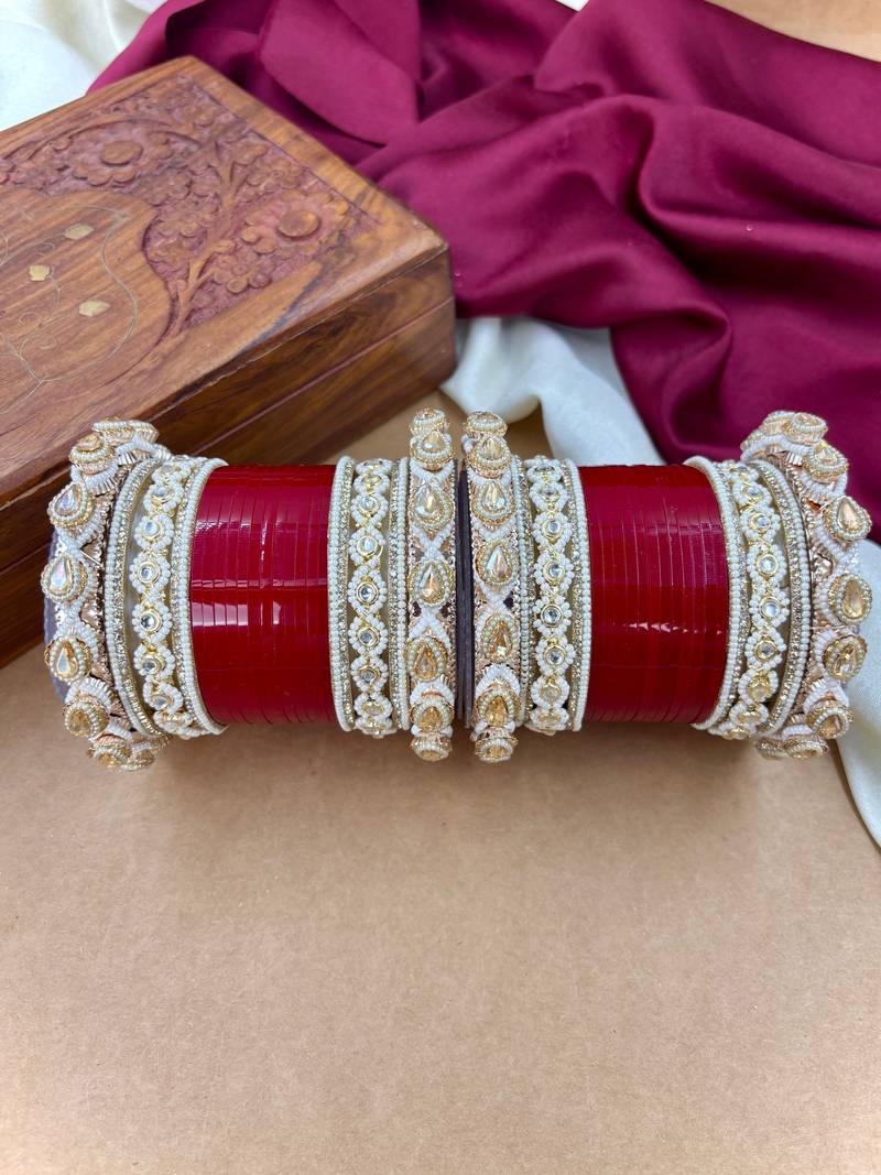 Punjabi bridal chooda set     traditional wedding bangles