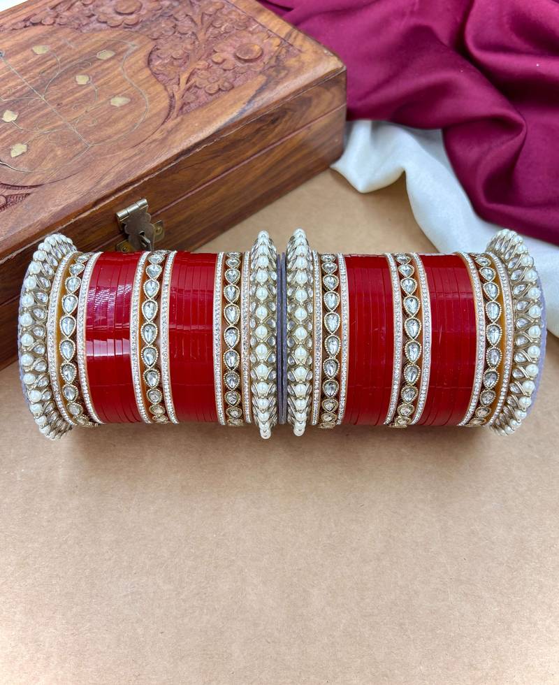 Traditional kundan punjabi bridal chooda bangles set