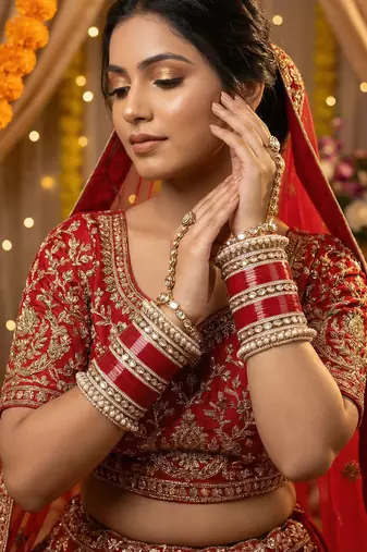 Traditional kundan punjabi bridal chooda bangles set