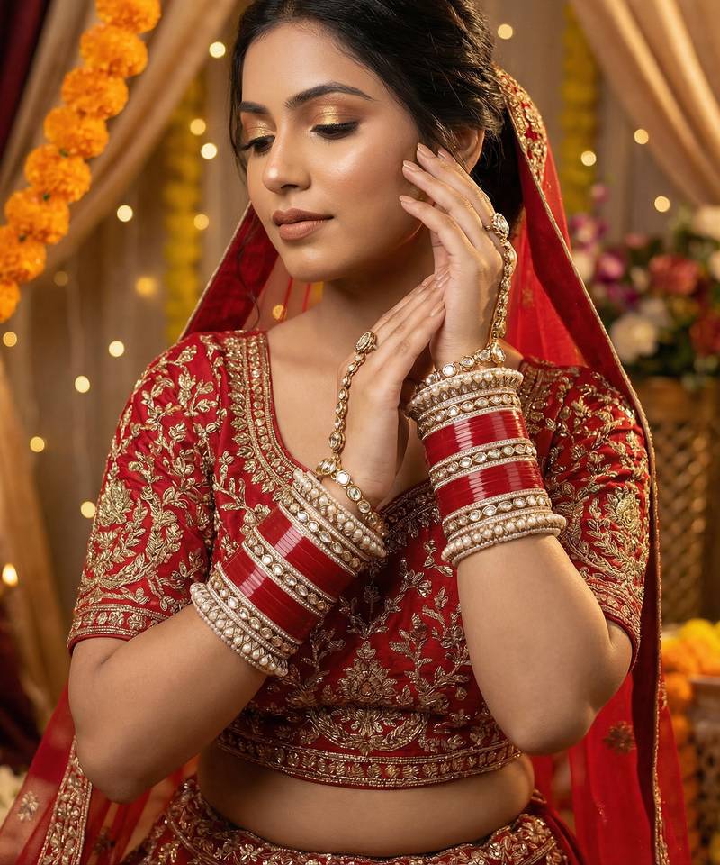 Traditional kundan punjabi bridal chooda bangles set