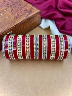 Classic pearl kundan punjabi bridal chura set 1