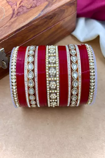 Classic pearl kundan punjabi bridal chura set