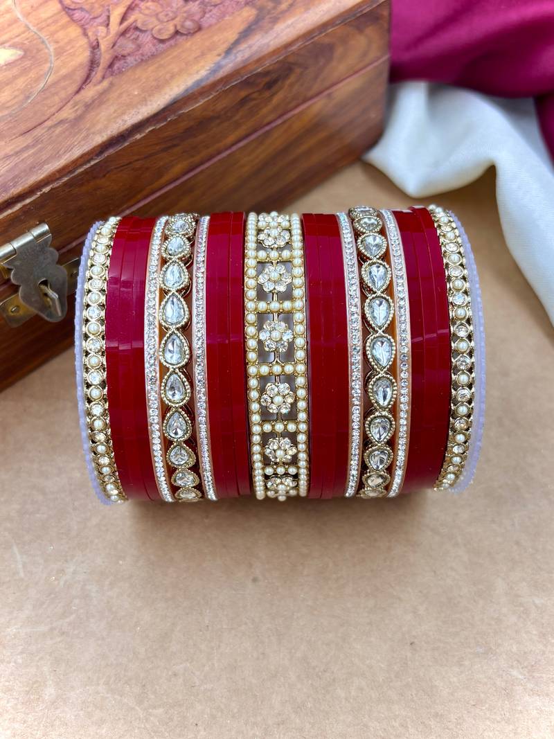 Classic pearl kundan punjabi bridal chura set