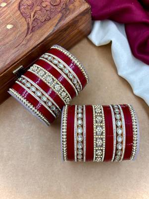 Classic pearl kundan punjabi bridal chura set 4