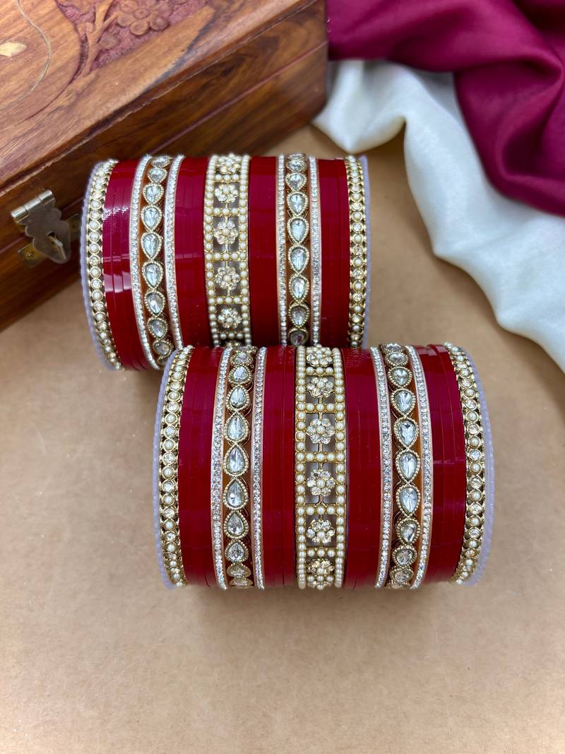 Classic pearl kundan punjabi bridal chura set