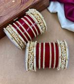 Handcrafted pearl punjabi chuda set