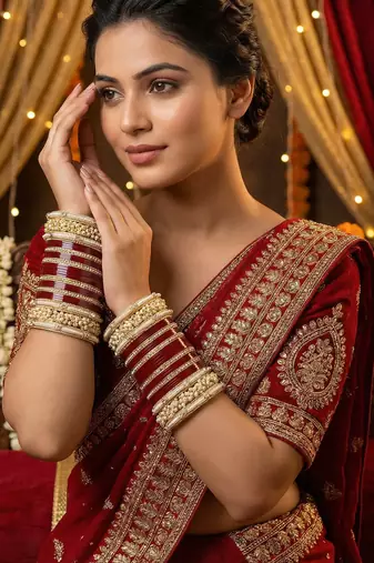 Handcrafted pearl punjabi chuda set