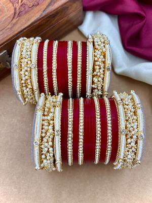 Handcrafted pearl punjabi chuda set 3