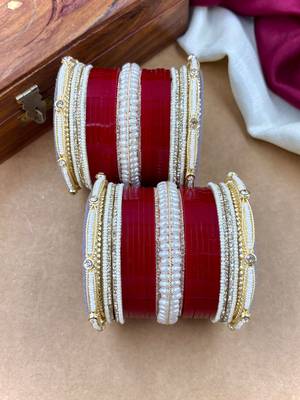 Pearl embellished punjabi wedding chura 1