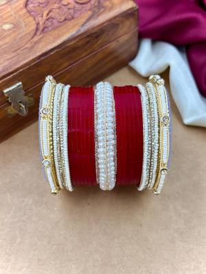Pearl embellished punjabi wedding chura 2