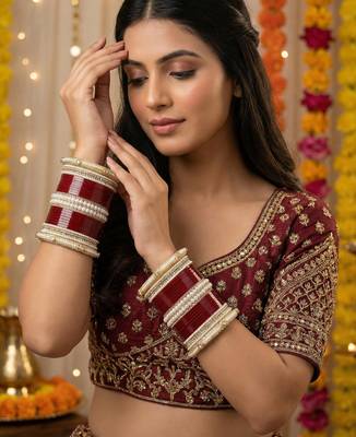 Pearl embellished punjabi wedding chura 3