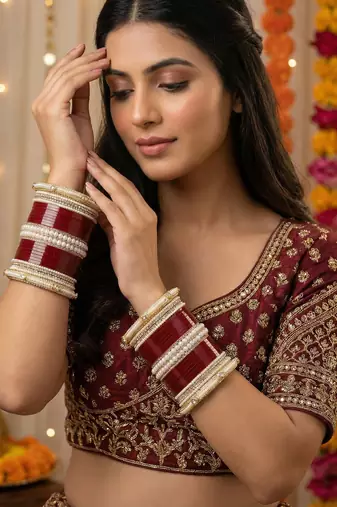 Pearl embellished punjabi wedding chura