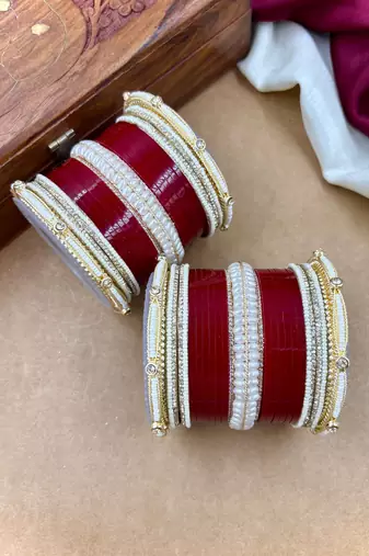 Pearl embellished punjabi wedding chura
