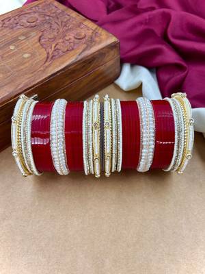 Pearl embellished punjabi wedding chura 5