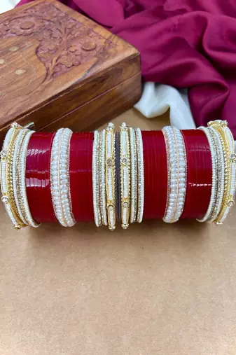 Pearl embellished punjabi wedding chura
