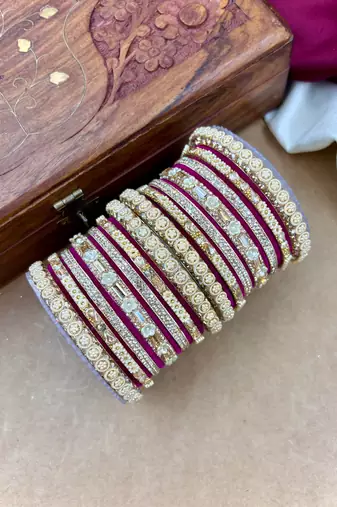 Velvet bridal bangles set