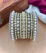 Antique finish pearl bangles set