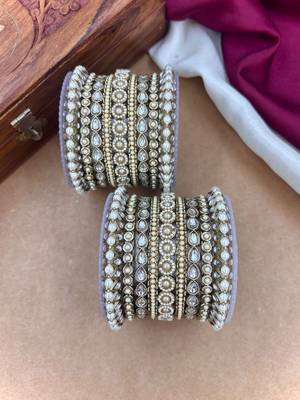 Antique finish pearl bangles set 2