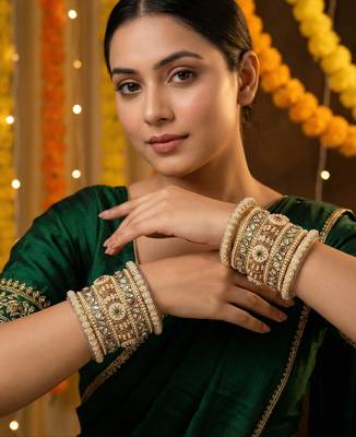Traditional meenakari pearl bangles set 2