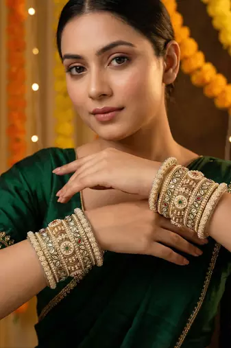Traditional meenakari pearl bangles set